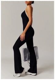 Slim Gym Jumpsuit V-back Casual
