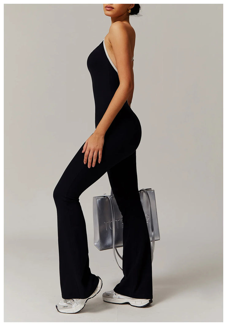 Slim Gym Jumpsuit V-back Casual