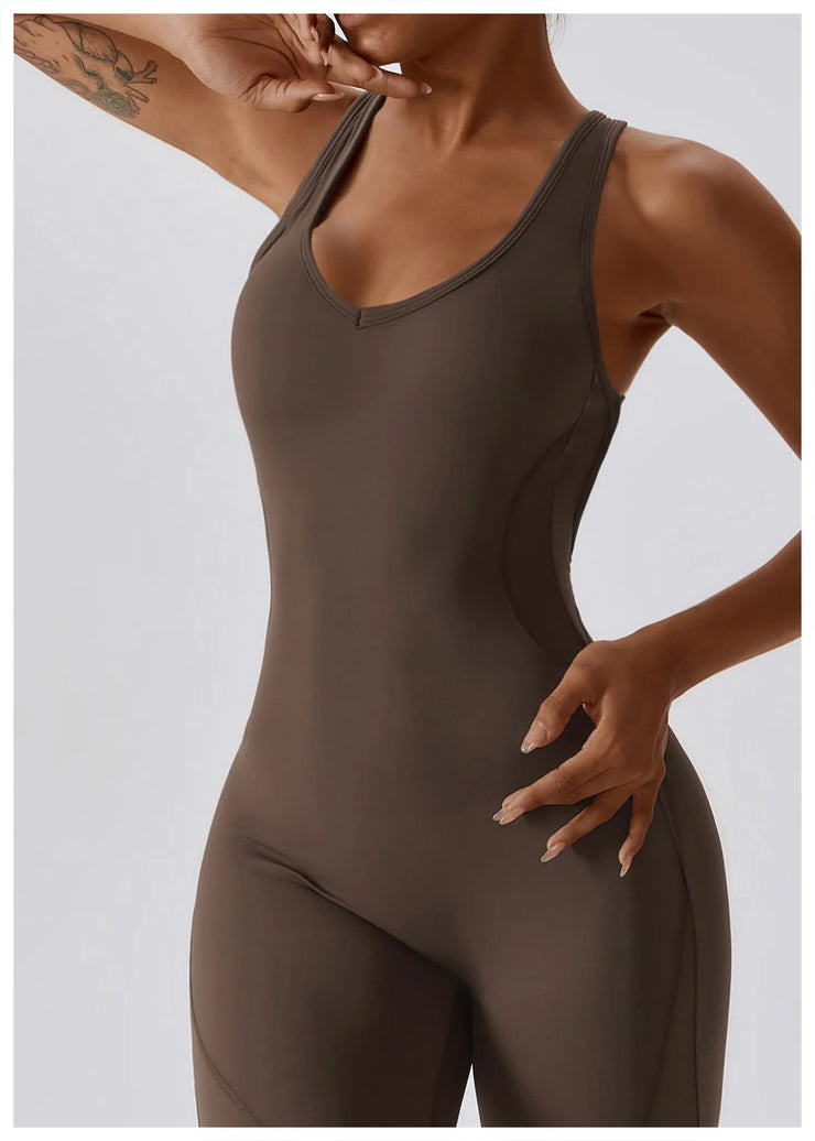 Sexy Back V Jumpsuit Gym Set