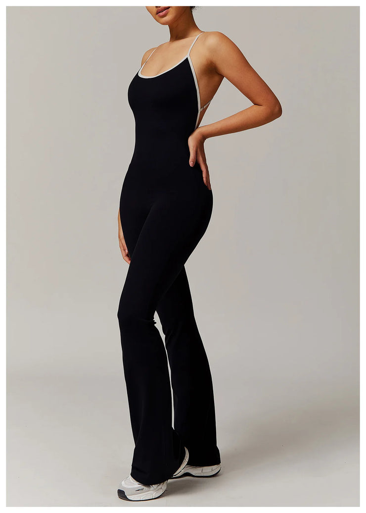 Slim Gym Jumpsuit V-back Casual
