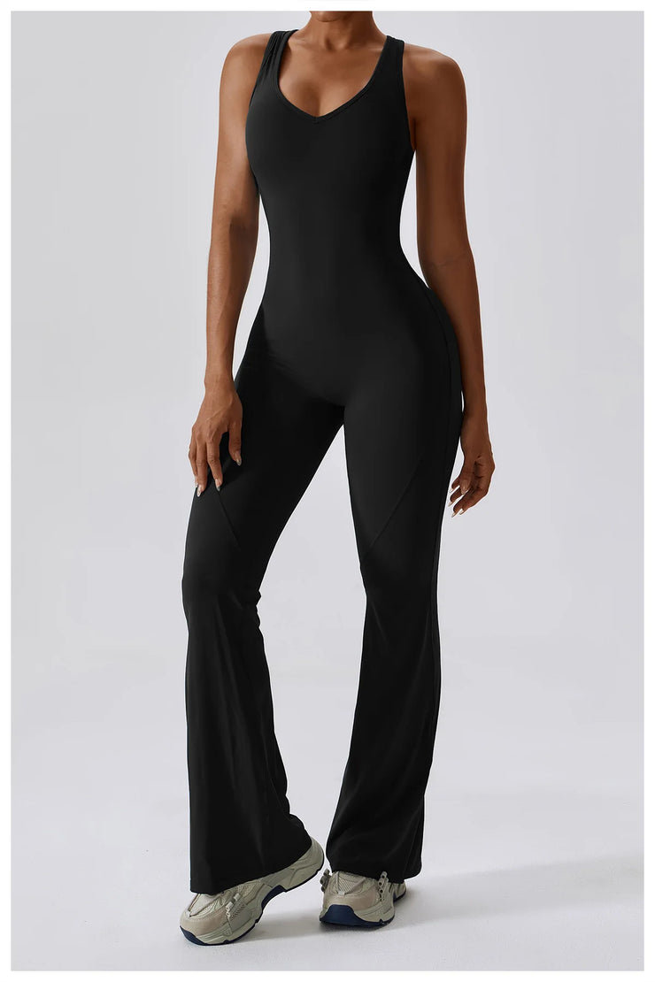 Sexy Back V Jumpsuit Gym Set