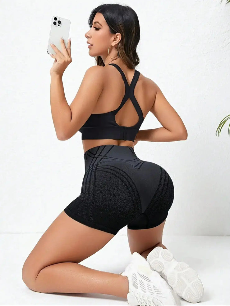 Gradient High Waist Fitness Shorts