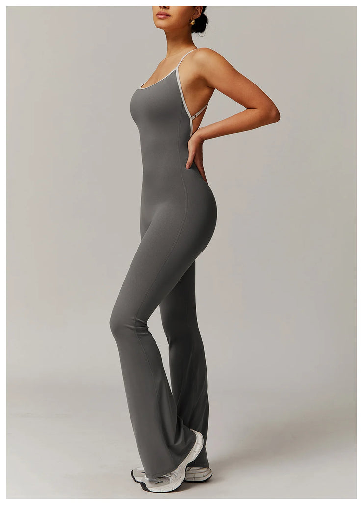 Slim Gym Jumpsuit V-back Casual