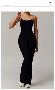 Slim Gym Jumpsuit V-back Casual
