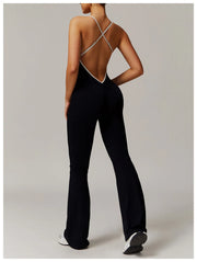 Slim Gym Jumpsuit V-back Casual