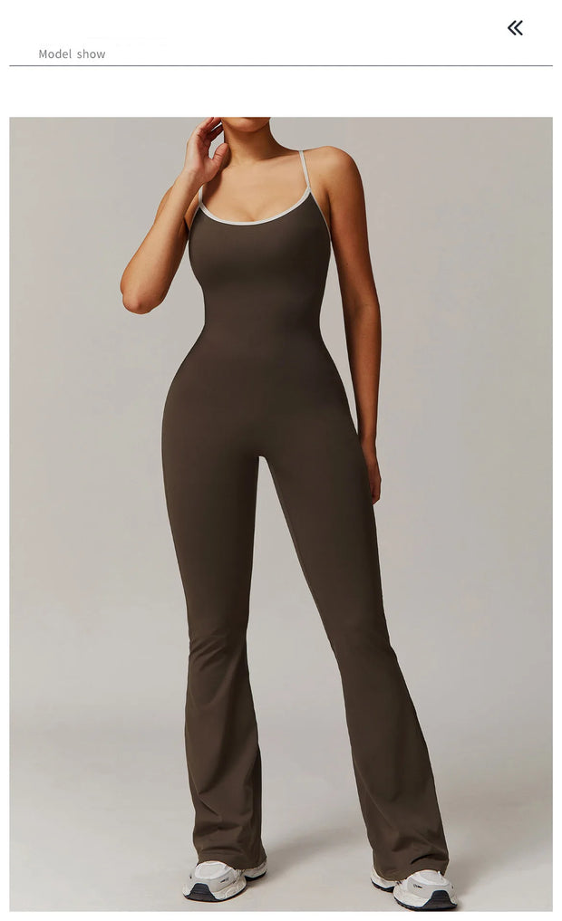 Slim Gym Jumpsuit V-back Casual