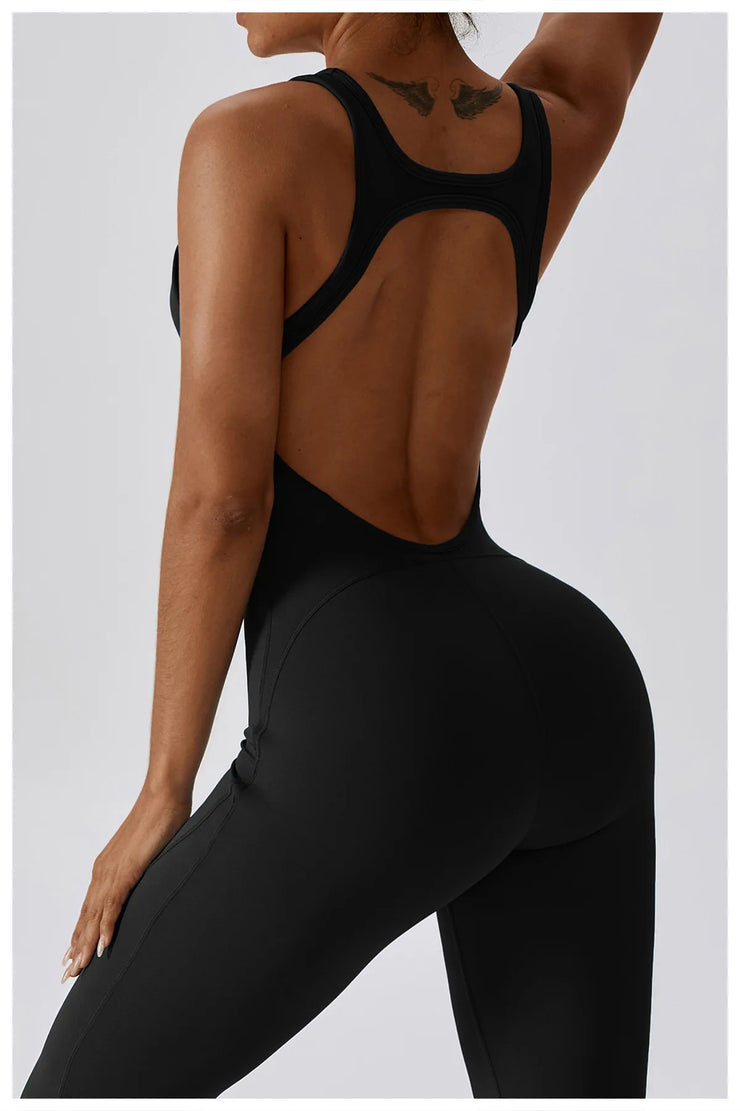 Sexy Back V Jumpsuit Gym Set