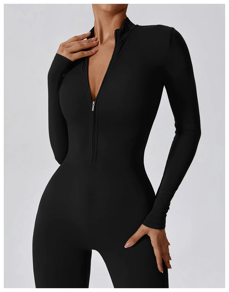 One-Piece Suit Zipper Long Sleeved Tracksuit