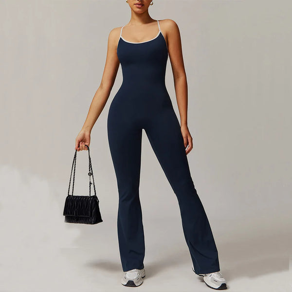 Slim Gym Jumpsuit V-back Casual