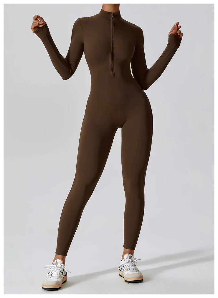 One-Piece Suit Zipper Long Sleeved Tracksuit