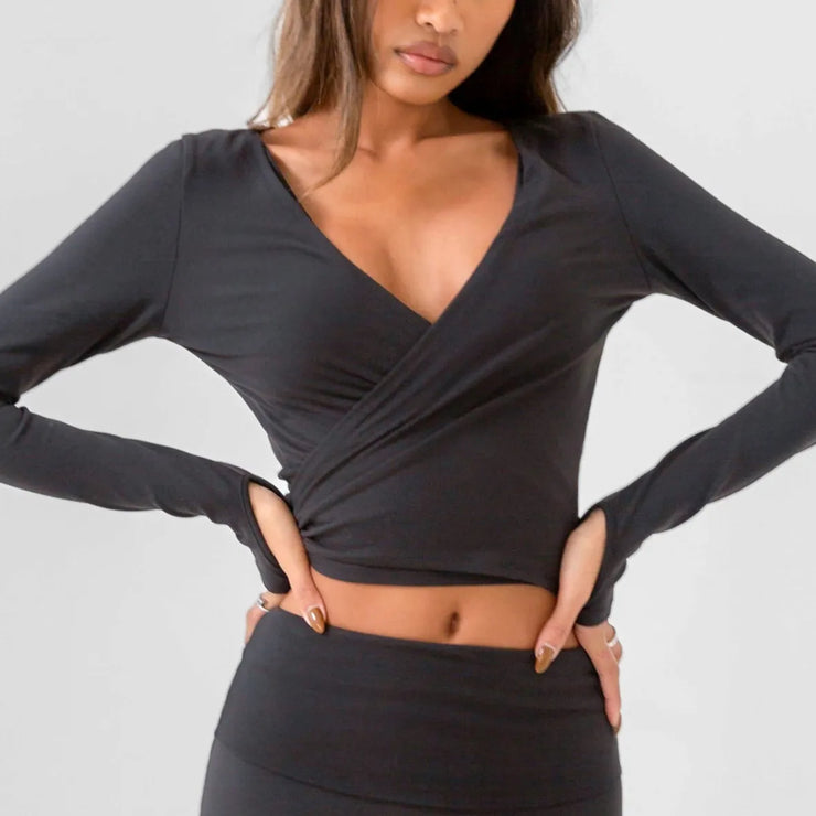 Stylish V Neck Long Sleeve Top
