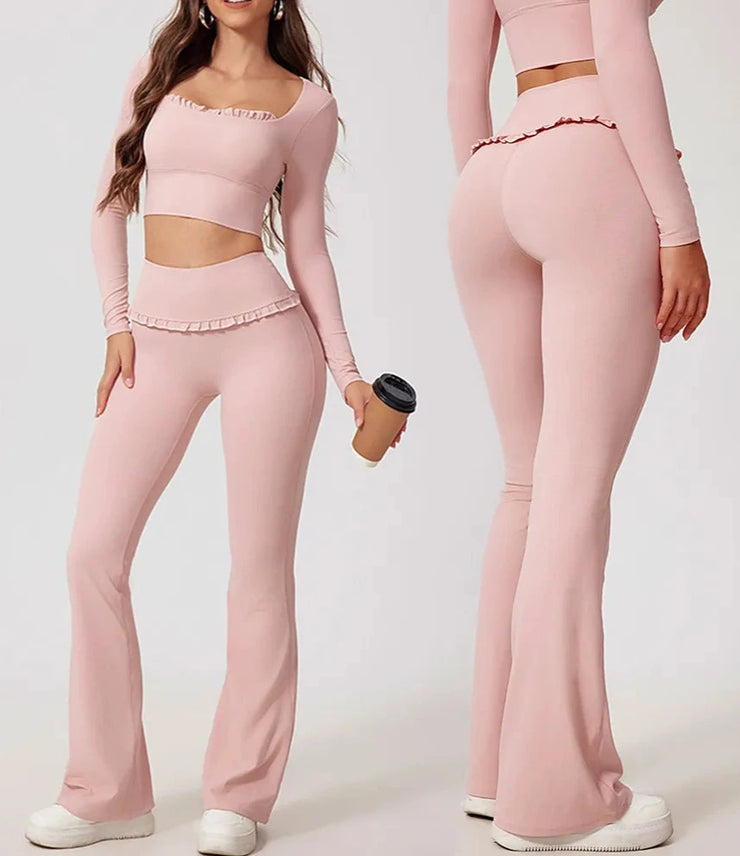 High Waist Bell Flare Legging Set