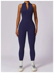 Women’s V-Back Zipper Sports Jumpsuit
