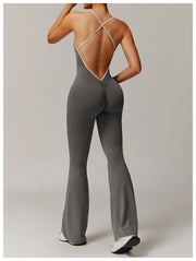 Slim Gym Jumpsuit V-back Casual