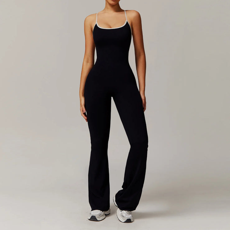 Slim Gym Jumpsuit V-back Casual