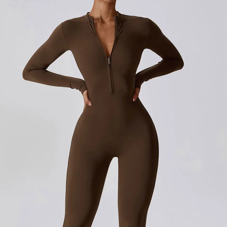 One-Piece Suit Zipper Long Sleeved Tracksuit
