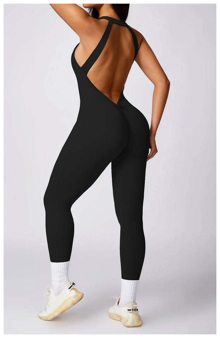 Backless V-Back Yoga Jumpsuit