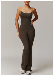 Slim Gym Jumpsuit V-back Casual