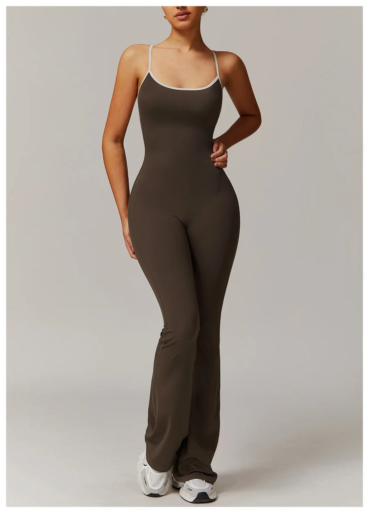 Slim Gym Jumpsuit V-back Casual