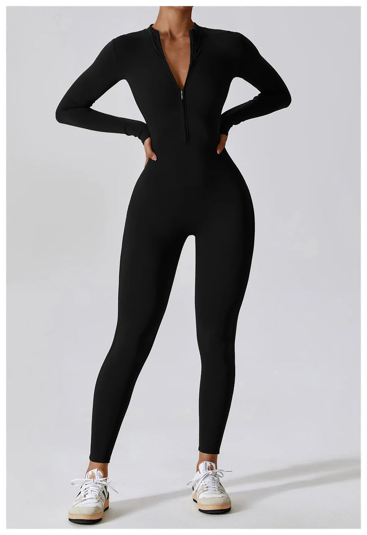 One-Piece Suit Zipper Long Sleeved Tracksuit