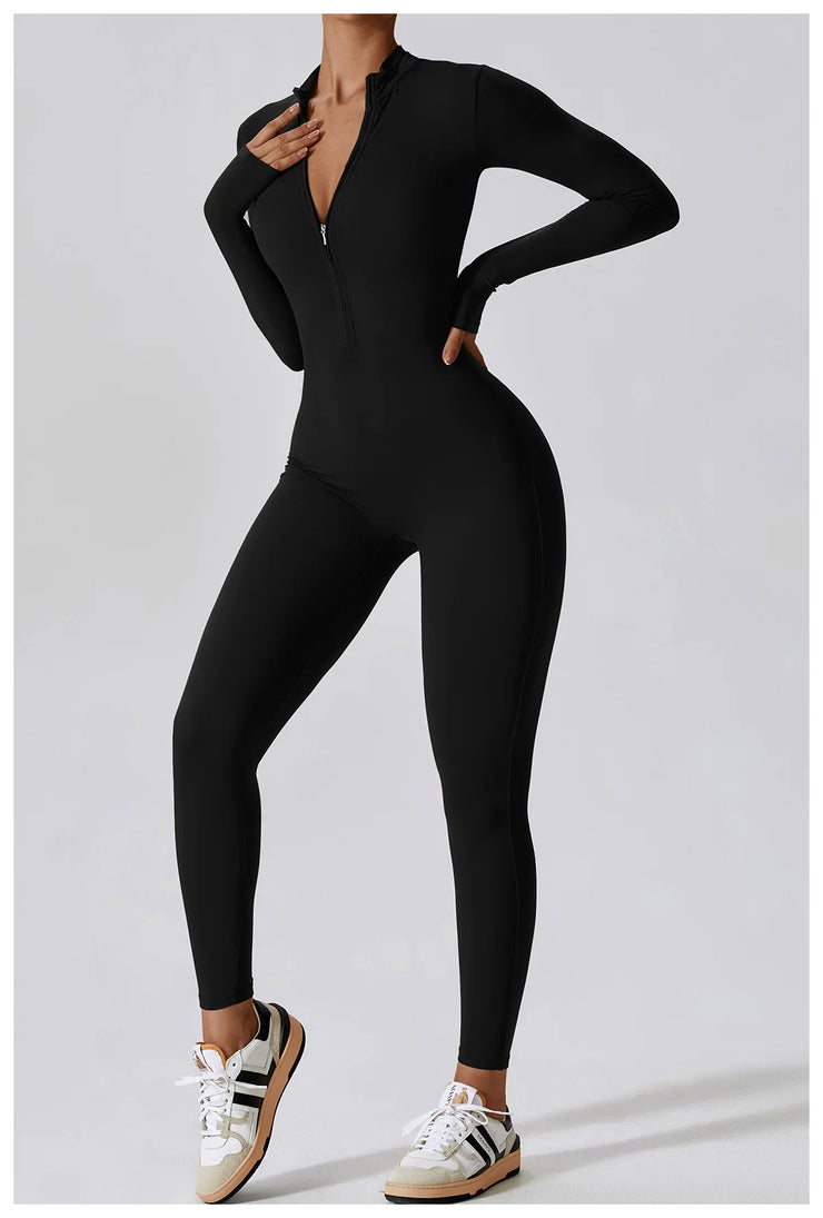 One-Piece Suit Zipper Long Sleeved Tracksuit