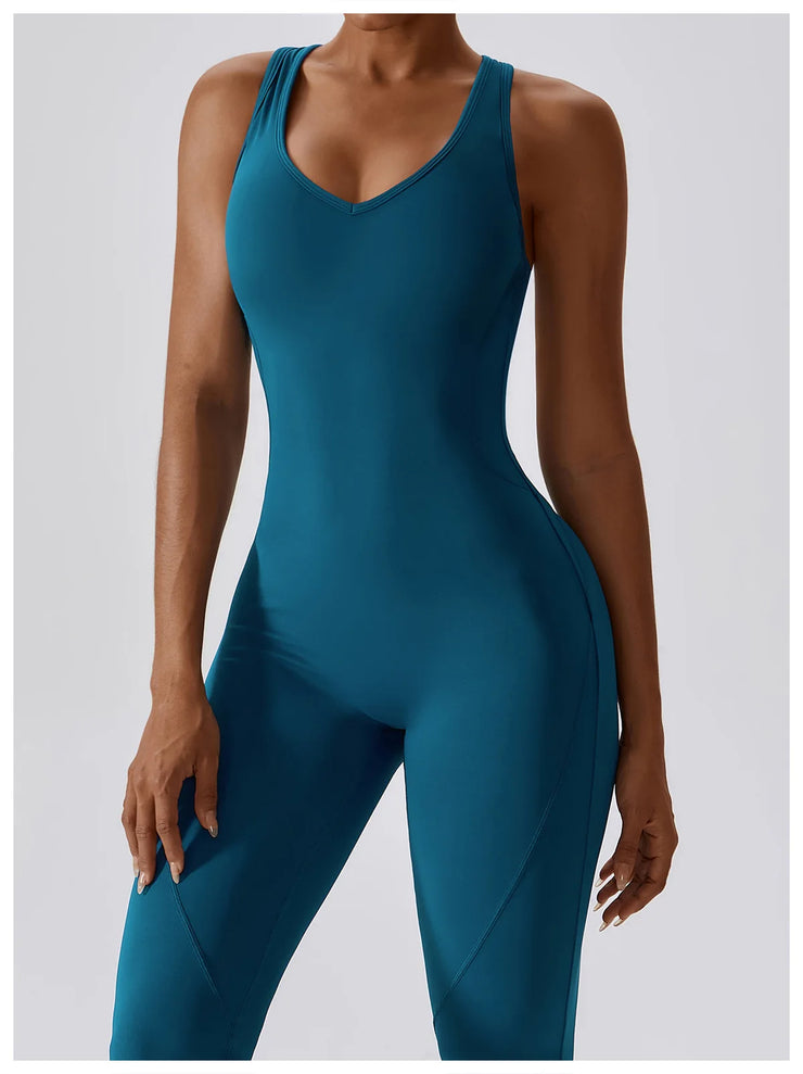 Sexy Back V Jumpsuit Gym Set