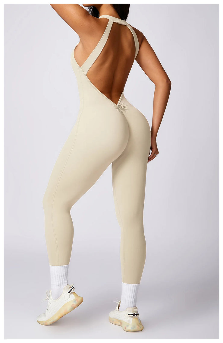 Backless V-Back Yoga Jumpsuit