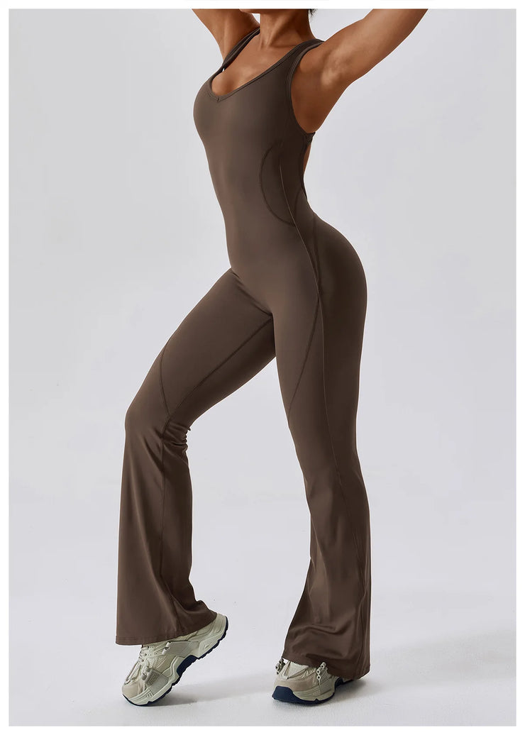 Sexy Back V Jumpsuit Gym Set