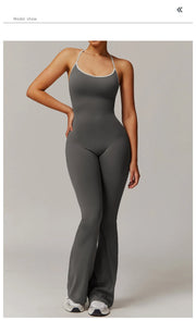 Slim Gym Jumpsuit V-back Casual