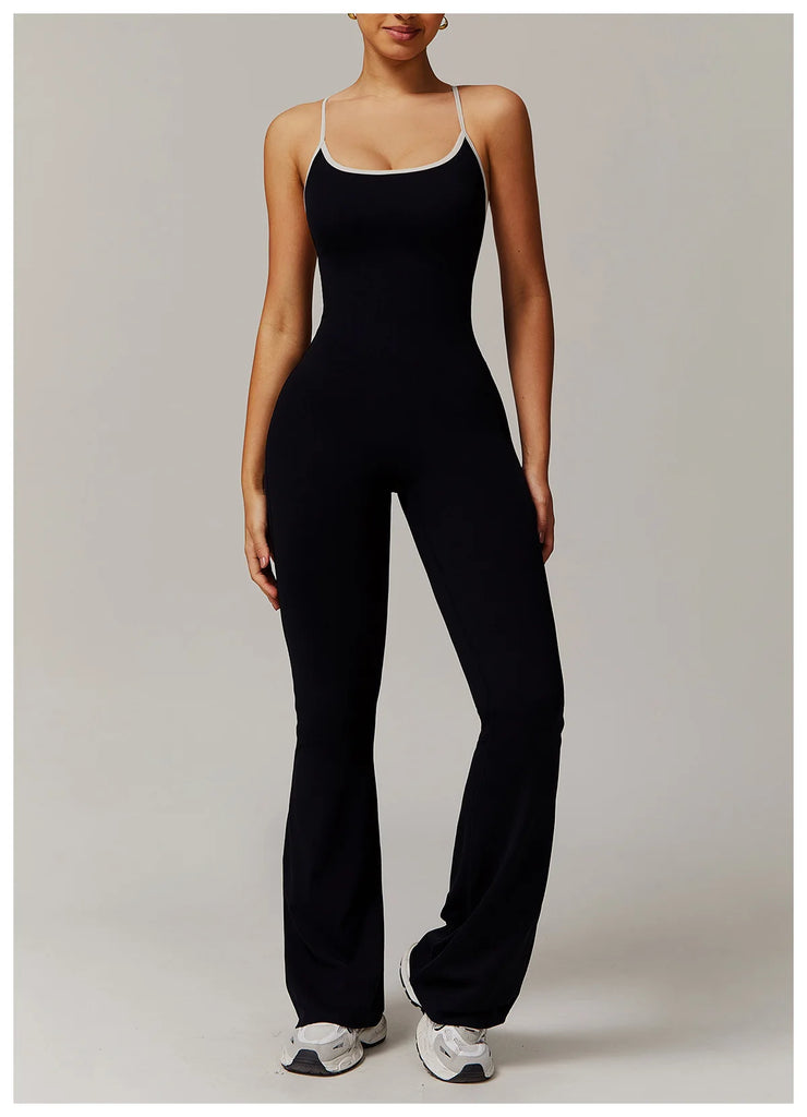 Slim Gym Jumpsuit V-back Casual