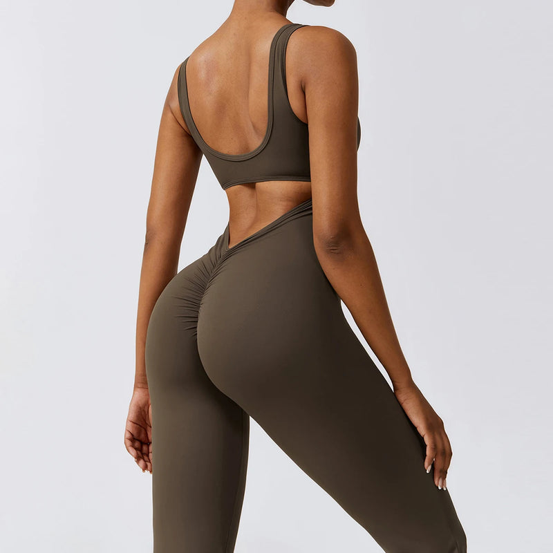 Sexy Back V Jumpsuit Gym Set