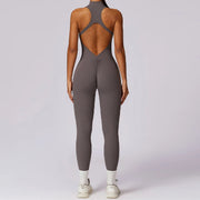 Women’s V-Back Zipper Sports Jumpsuit