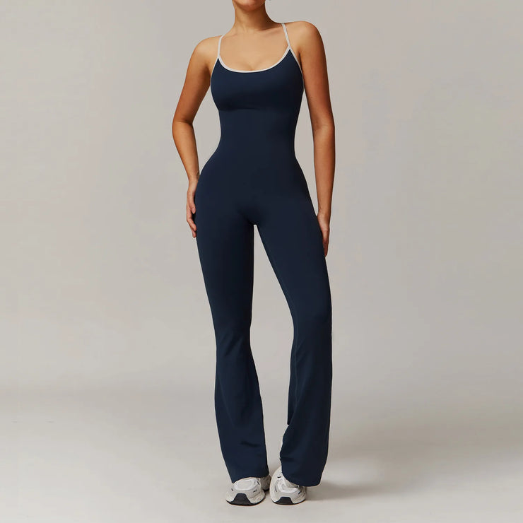 Slim Gym Jumpsuit V-back Casual