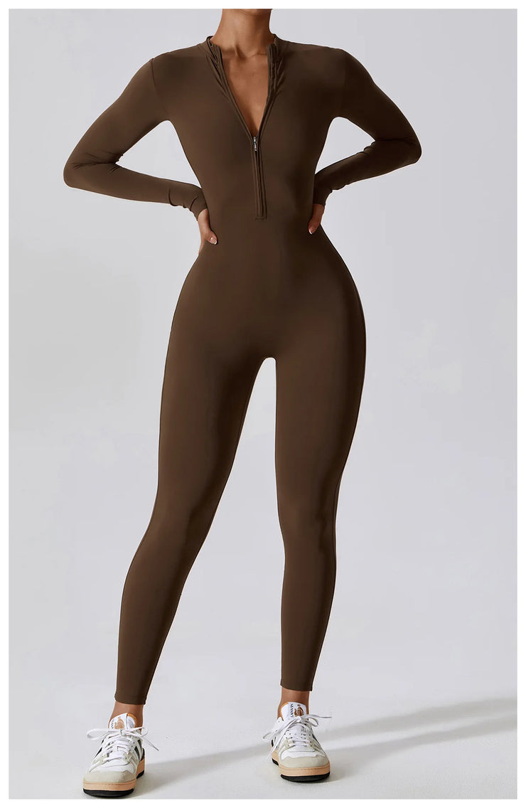 One-Piece Suit Zipper Long Sleeved Tracksuit