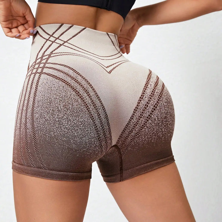 Gradient High Waist Fitness Shorts
